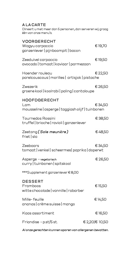 MENU10 (a la carte