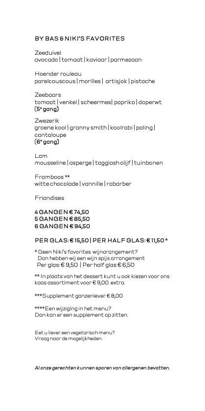 Menu Favoriete